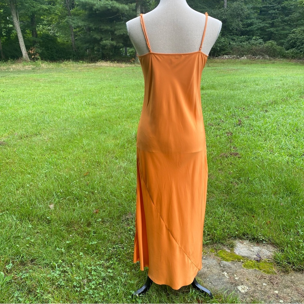AYR DRESS MAXI ORANGE SILK SLIP ON SPAGHETTI STRAP SIZE S - Picture 8 of 12